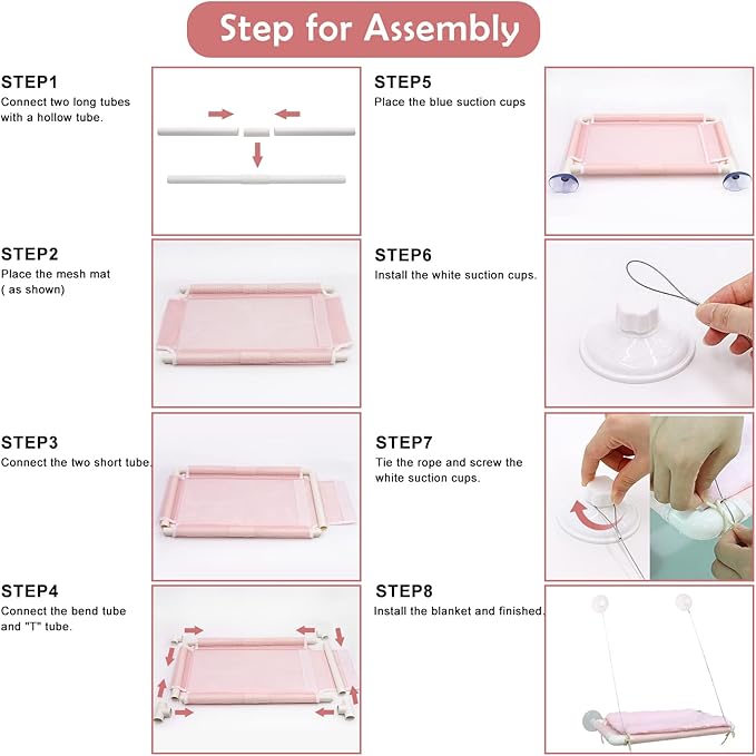 ZALALOVA Cat Window Perch, Pink Cat Hammock Window Seat Free Fleece Blanket for Female 2025 Latest Screw Suction Cups Extra Large Sturdy Bed Resting Indoors (One Extra Suction Cup)