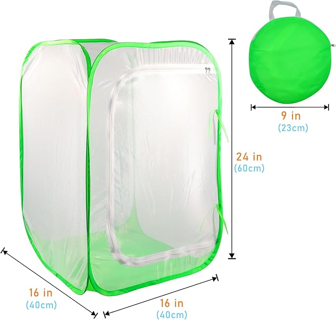 Mesh Plant Tent Enclosure, Pop-Up Cage Plant Cover, Outdoor Garden Protection Guard for Pests, Bird, Pest (16 x 16 x 24 Inches)