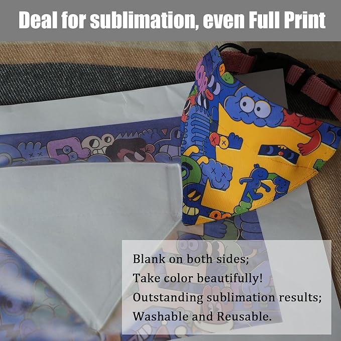 8 Packs Sublimation Blank Dog Bandana Over Collar, Pet Collar Sip-On Bandana Blank Customize White Polyester DIY for Dog Cat Extra Small, Small, Medium & Large (L)