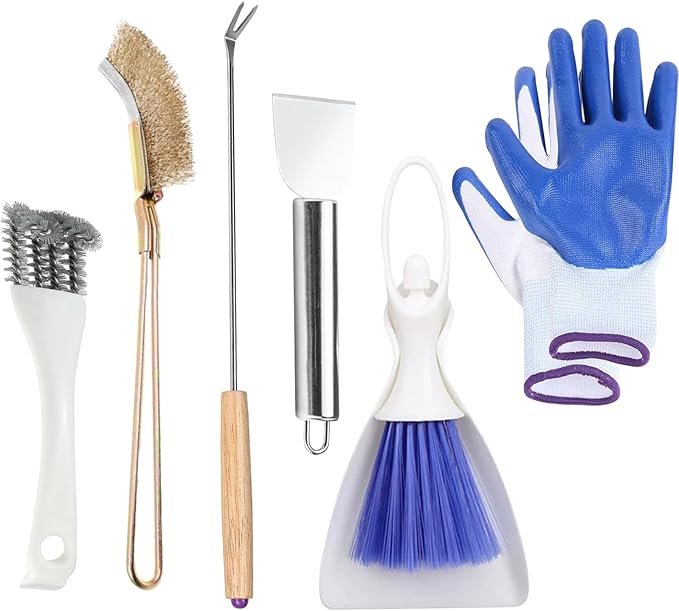 6pcs Set Bird Cage Cleaner Kit - Stainless Steel Poop Remover & Scraper Tool- Essential Bird Cage Accessories for Parakeet Items & Small Animal Cage Cleaning
