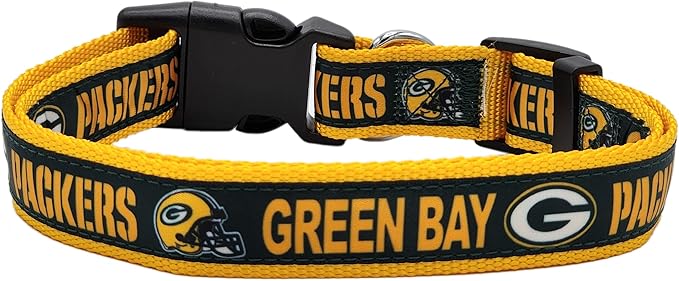 Green Bay Packers NFL Dog & Cat Collar - Large, Shiny & Colorful, Licensed by The NFL