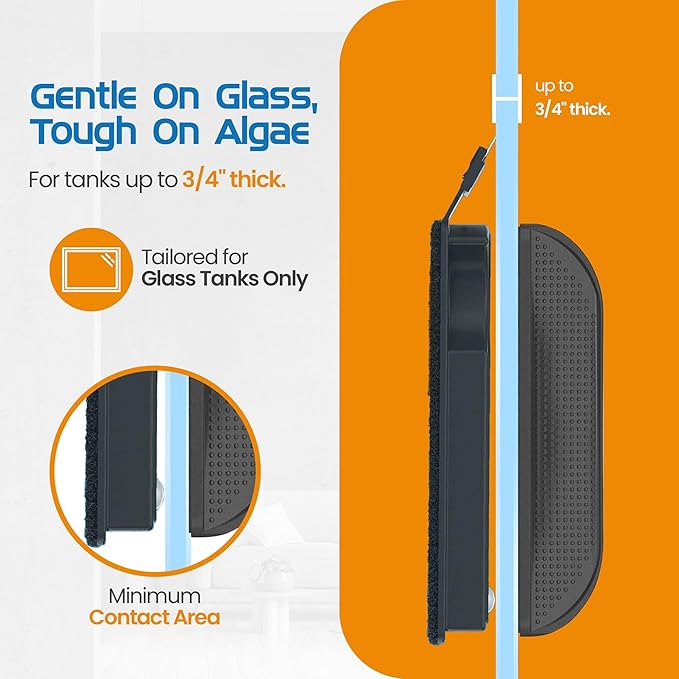 FLIPPER Max Magnetic Aquarium Cleaner – 2-in-1 Flip Scrubber and Scraper, Floating Design for Cleaning Hard-to-Reach Algae and Debris on Glass and Acrylic Tanks up to 3/4" (19mm)