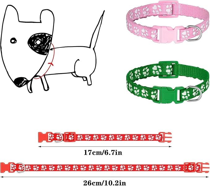 12 Pack Puppy Collars for Litter, Adjustable Puppy ID Collars Soft Nylon Whelping Collars for Newborn Litter Pets