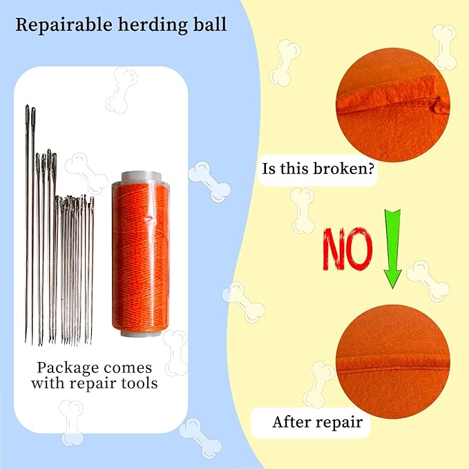 Herding Ball for Dogs, Dual Layered Herding Dog Ball Set for Australian Shepherd, Cattle, Collie, for Dog, Agility Equipment- Free Training Book (Orange, 24 inch)