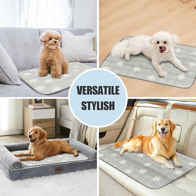 RIOGOO Dog Cooling Mat,Dog Blanket Washable,Cool Fabric & Internal Waterproof Cooling Pad (Grey, Large (36x24 inch))