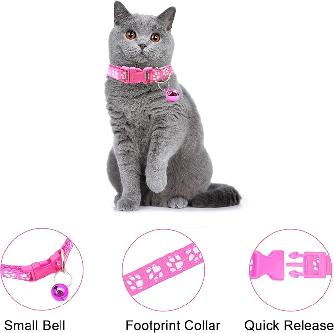 Dog Collar and Leash Set 3Pcs Puppy Collar and Leash Paw Print Whelping ID Collars Buckle Soft Nylon Litter Adjustable Pet Collar for Puppy Small Dogs Walking Training (Black Orange Blue)