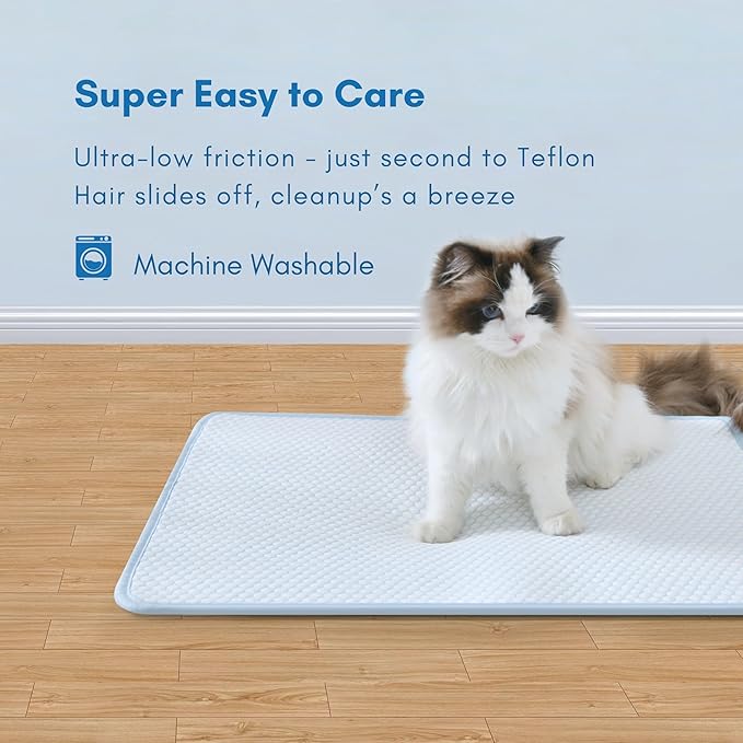 petfelix Pet Cooling Mat, Chew & Scratch Resistant QMAX>0.5 for Mini Dogs & Cats Up to 10 lbs, S 18''*14'' Machine Washable Non-Skid Portable Easy to Fold Crate Pad