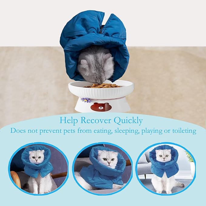 Cat Recovery Collar, Soft Adjustable Cat Cone Alternative, Lightweight Waterproof Fasteners Collars for Cats Kittens Puppies, After Surgery Stop Licking, Skin Protectionor or Post-Surgery.