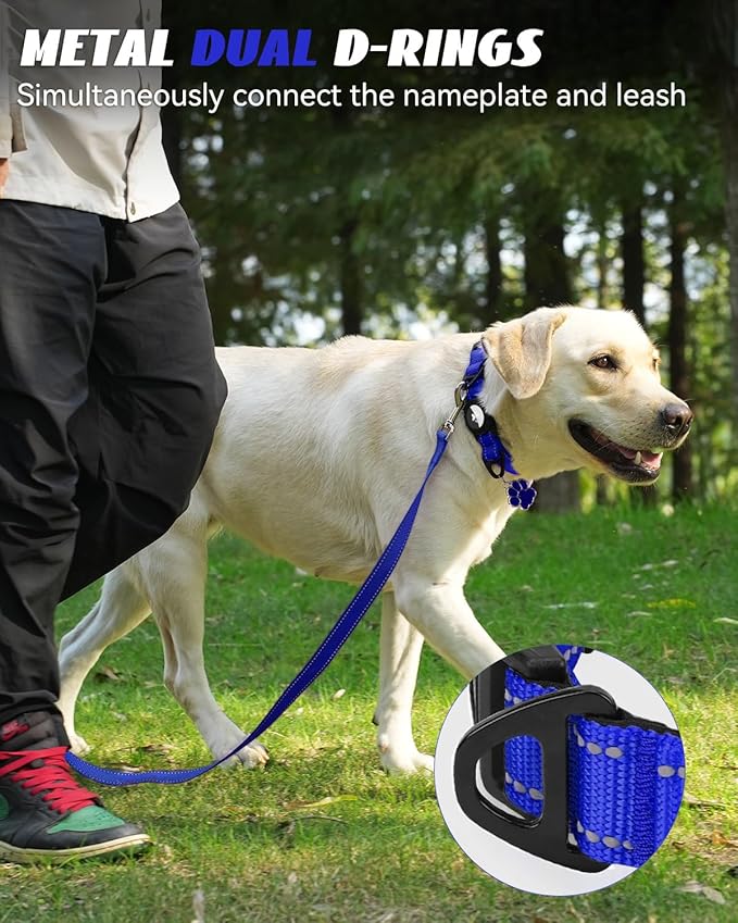 Joytale Airtag Dog Collar, Reflective Pet Collar with Waterproof AirTag Holder, Dual D-Rings, Soft Padded Adjustable for Small Dogs, Navy Blue, S