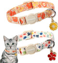 2 Pack Flower Cat Collars Breakaway with Bell, DOGWONG Safety Buckle Rose Floral Cute Cat Collar for Girl Boy Cats，Adjustable 7-12 Inch
