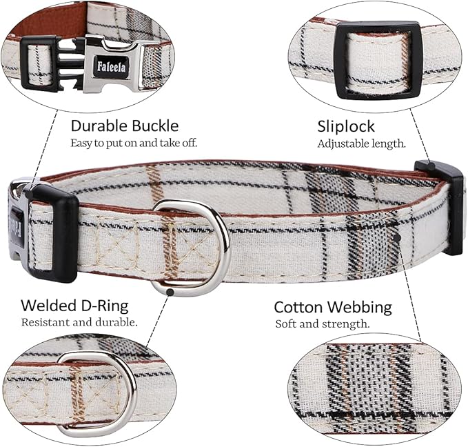Faleela Soft &Comfy Bowtie Dog Collar,Detachable and Adjustable Bow Tie Collar,for Small Medium Large Pet (L, Beige)