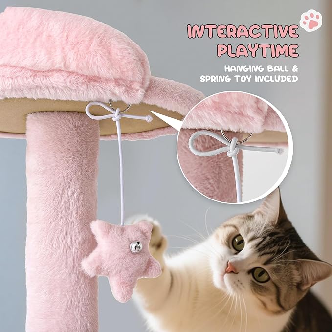 MoNiBloom 70 Inch Cat Tree Tower for Indoor Cats Large Adults, Tall Cat Tower with Scratching Post, Multi-Level Furniture Activity Center with Cat Condo Pet Play House, Soft Pink