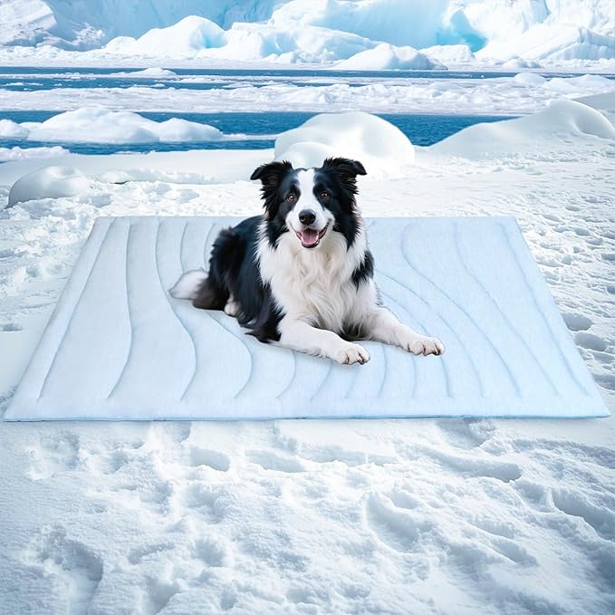 BECEMURU Dog Cooling Mat in Summer & Plush Warm Blanket in Winter, 2-Sided Reversible Dog Pad, 48"x28" Thickened Pet Bed for Crate, Kennel, Sofa - Machine Washable, Non-Gel, Durable