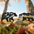 Bear Metal Garden Stakes Yard Decor, 3PCS Bear Black Silhouette Outdoor Garden Decor for Yard Art, Outside, Lawn Ornaments