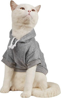 QWINEE Basic Dog Hoodie Sweatshirt Puppy Sweater Warm Cat Costumes Pet Clothes for Chihuahua Puppy Kitten Small Medium Dogs Light Grey Large