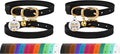 BRONZEDOG Leather Cat Collar with Removable Bells Non Breakaway Kitten QR Tag for Girl Boy (7" - 9" for Cats, Black & Gold) (Pack of 2)