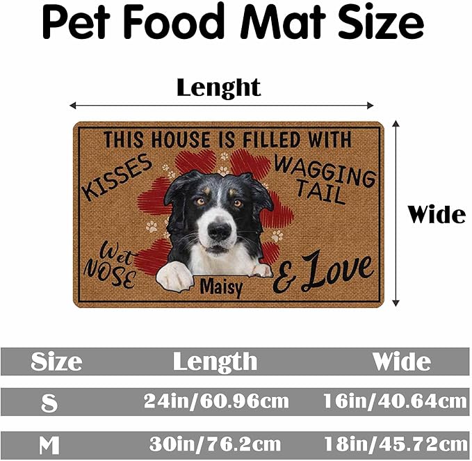 Personalized Dog Cat Mat with Name Photo Custom Placemat Feeding Mats for Food and Water Customized Non-Slip Waterproof Doormat for Bowls Outdoor Indoor Floors Gifts for Pet Owner