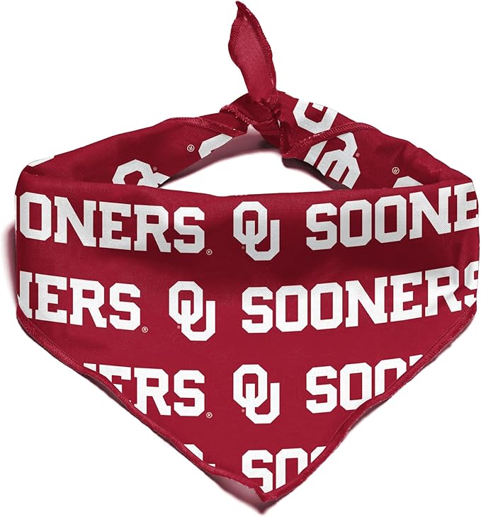 Oklahoma Sooners Officially Licensed Bandana for Dogs and Cats | Fits Pets Great Gift Idea | Easy-to-Tie (Small, 13")