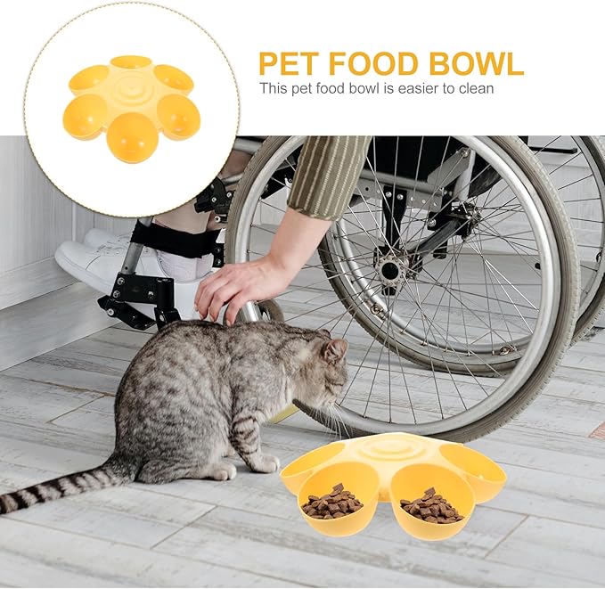 Multipurpose Pet Feeding Bowl 14X14X3.5 Inch Flower Shape Plastic Cat Dog Food Water Dish Multiple Cat Feeder for Easy Cleaning and Feeding