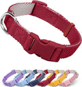 Dynmeow Soft and Breathable Cotton Dog Collar, Durable Adjustable Heavy-Duty Pet Collar with Quick-Release Buckle, Lightweight for Sensitive Skin for Large Dogs, Red, L