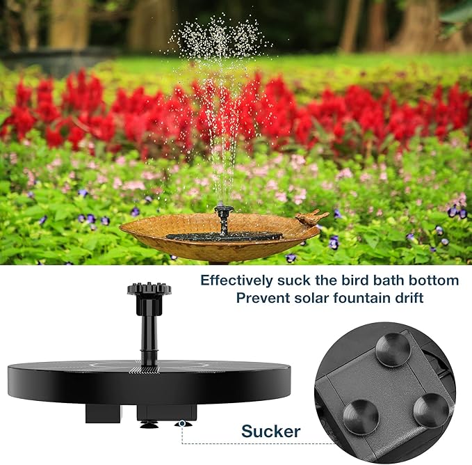 AISITIN 2 x 1.5 W DIY Solar Powered Garden Fountain with 6 Nozzles Effects for Ponds, Bird Bath, Aquarium, Garden Fountain