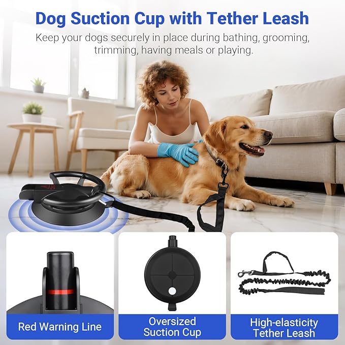 Dog Bathing Suction Cup with Tether, High Elasticity Nylon Dog Bathing Tether Leash with Powerful Suction Cup for Pet Puppy Cat Shower,Trimming, Grooming
