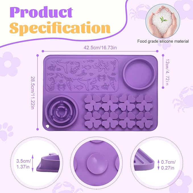 Silicone Lick Mat for Dogs & Cats – Slow Feeder Dog Bowl, Non-Slip Licking Mat for Large & Small Breeds, Puzzle Feeder & Snuffle Mat for Fast Eaters, Interactive Pet Food Mat