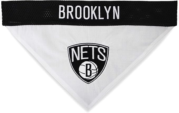 Pets First NBA Dog Bandana - Brooklyn Nets Reversible Pet Bandana. 2 Sided Home & Away Sports Bandana with a PREMIUM Embroidery TEAM Logo, Small/Medium