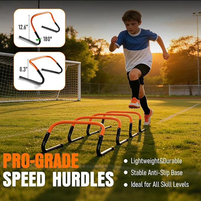 Agility Ladder, Soccer Football Training Equipment Set - 20ft Speed Ladder, 4 Hurdles,Parachute, 12 Cones & Jump Rope | Agility & Speed Training for Kids Youth Adults,Basketball & Football Accessories