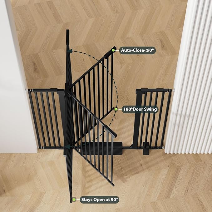 51'' Extra Tall Cat Gate for Doorways Hallways 30-40.9'' Wide, Pressure Mounted Pet Dog Gates No Drilling Auto Close, Cat Fence Barrier Indoor Climb Proof (Black)