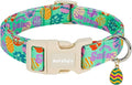 Easter Dog Collar for Medium Dogs, Adjustable Green Medium Dog Collar with Colorful Eggs Pattern, Cute Easter Dog Collars Girl Boy Collar for Dogs -M