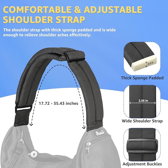 SlowTon Dog Carrier Sling - Thick Padded Shoulder Strap Adjustable Dog Carriers for Small Dogs, Puppy Carrier Purse for Pet Cat with Front Zipper Pocket Safety Belt Machine Washable (Grey Mesh S)