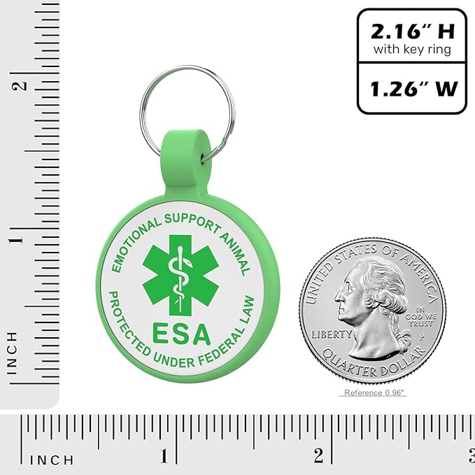 ESA Dog Tag, QR Code Dog Tag, Modifiable Free Pet Online Profile, Scannable QR Code, Scan QR Send Instant Location Alert Email, Silicone Lightweight ID Tag for Dog and Cat (Green, Regular)