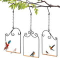 3 Pcs Hummingbird Swings and Perches Wild Bird Swing Metal Frame with 3 Hanging Chain and Wooden Dowel Hummingbird Swings for Outdoors Hanging, Outdoor, Trunk, Lawn, Patio, Garden, 3 Styles