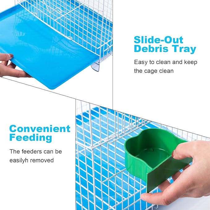 Small Bird Travel Cage - Lightweight Starter Kit for Parakeets, Lovebirds, Finches, Canaries Blue Includes Removable Tray & Accessories