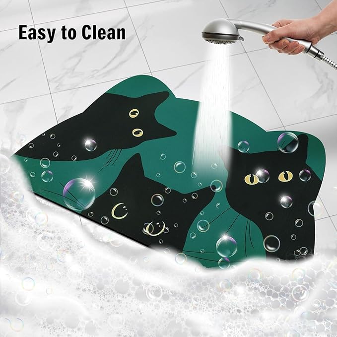 Cat Food Mat - Pet Feeding Mat for Floor, Non-Slip, Waterproof, Super Absorbent, Easy to Clean, Blue, Cat, Dog 15.9''x23.8''
