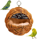 BNOSDM Rattan Parrot Nesting House Bird Nest Parakeet Hanging Swing Soft Lovebird Warm Bed Sleeping for Parrots Bird Cage Accessories for Cockatiels Budgerigars Finches Canaries (Khaki & Brown)