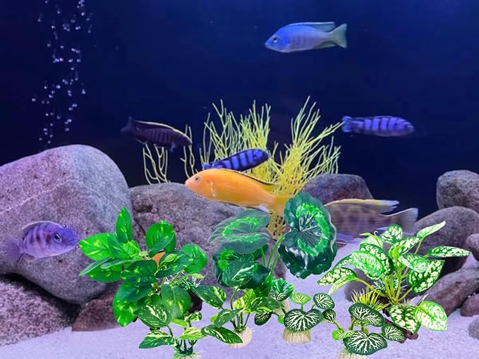 Betta Fish Tank Accessories 7 Pack Silk Aquarium Plants Decoration Artificial Fish Tank Plants Set for Aquariums Decor