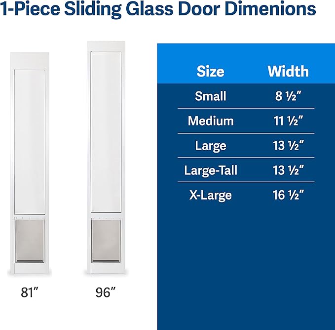 PetSafe Sliding Glass Pet Door - No-Cut DIY Install Doggy Door for Renters - Aluminum Frame - Adjustable Height 91 7/16" to 96" - Ideal for Large Dogs Up to 100 lb - White