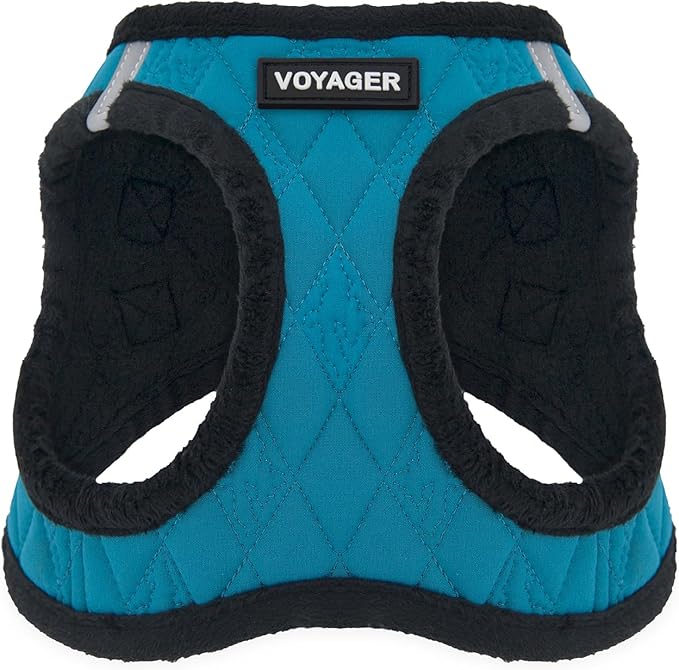Best Pet Supplies - All Weather Plush, Reflective, No Pull Harness for Small, Medium Dogs, Cats - Secure with Hook & Loop Fastener, Buckle, Double D-Rings - Turquoise Plush, XL