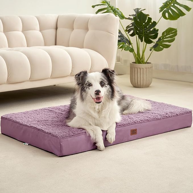 EHEYCIGA Orthopedic Dog Beds for Large Dogs with Removable Washable Cover, Fog Purple, 36x27