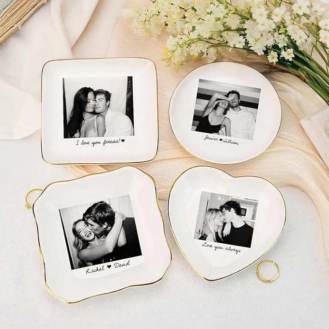 Custom Photo Ring Dish, Personalized Couple Portrait Picture Trinket Tray, Engagement Ring Dish, Wedding Jewelry Tray Keepsake Valentines Gift for Her Him Wife Husband