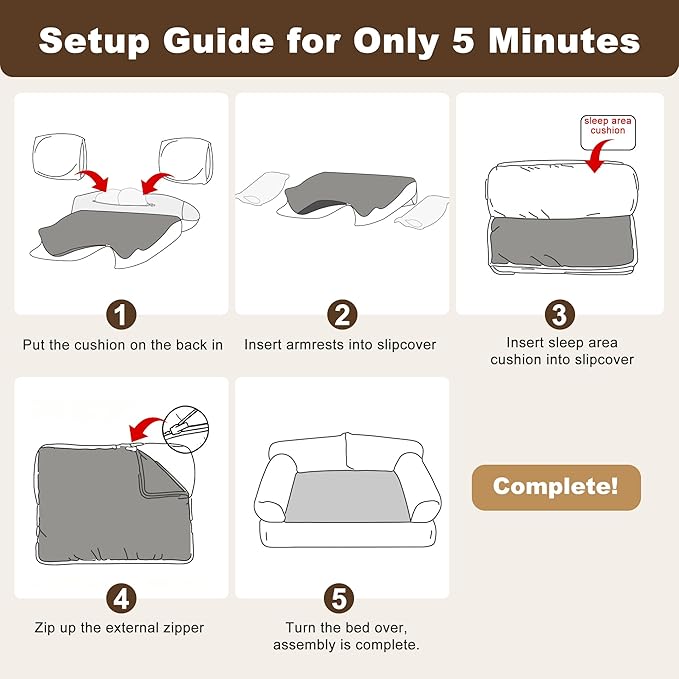Large Cat Beds for Indoor Cats, Dog Couch Bed, Cute Cat Couch Sofas for Less 20lbs Kitten Puppy, Small Dog Sofas & Chairs with Removable Washable Cover, Soft Warm Pet Furniture, Pale Gray