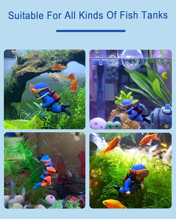 2-Pack Floating Fish Tank Decorations Little Diver Aquarium Decoration Aquarium Accessories Fish Playmate for Fish Tank Suitable for All Kinds of Fish Tanks Swimming Pool