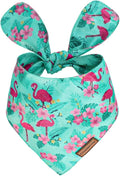 Luxury Double-Layer Dog Birthday Bandana – Handmade, Silk-Soft Polyester for All Dog Sizes | Birthday & Party Outfit | Gift-Ready Pet Accessory(Blue Flamingo,Medium)