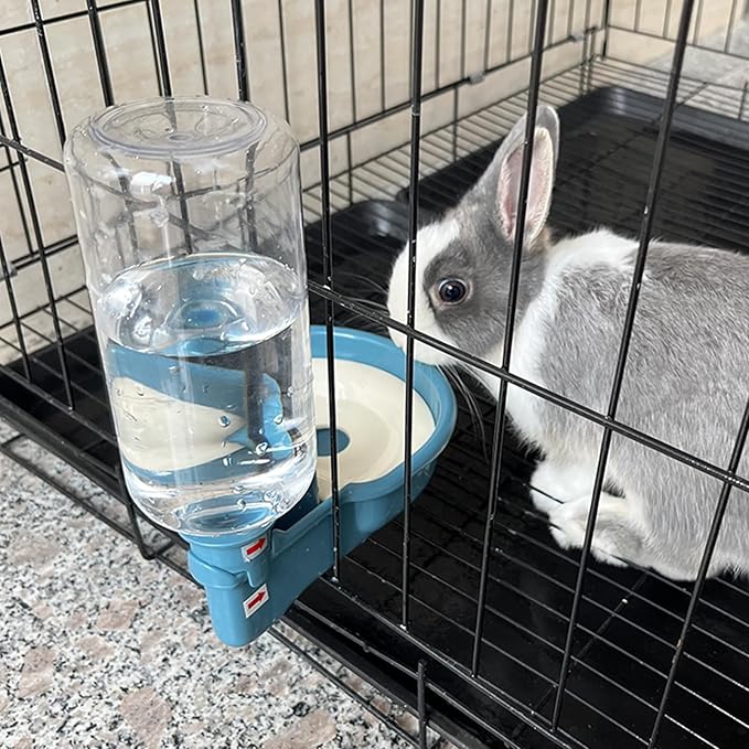VANNON 16oz Pet Water Bottle, Gravity Dog Water Bowl Dispenser for Cage, Anti-Overflow Water Dispenser for Small Dogs, Cats, Rabbits and Other Small Animals, BPA Free, Blue