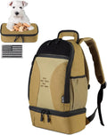 DBTAC Tactical Pet Backpack for Small Dogs & Cats - Compact Travel Bag with Insulated Pocket & 1x Detachable Food Container Included | Outdoor Hiking, Road Trip, Airplane Approved (Brown)