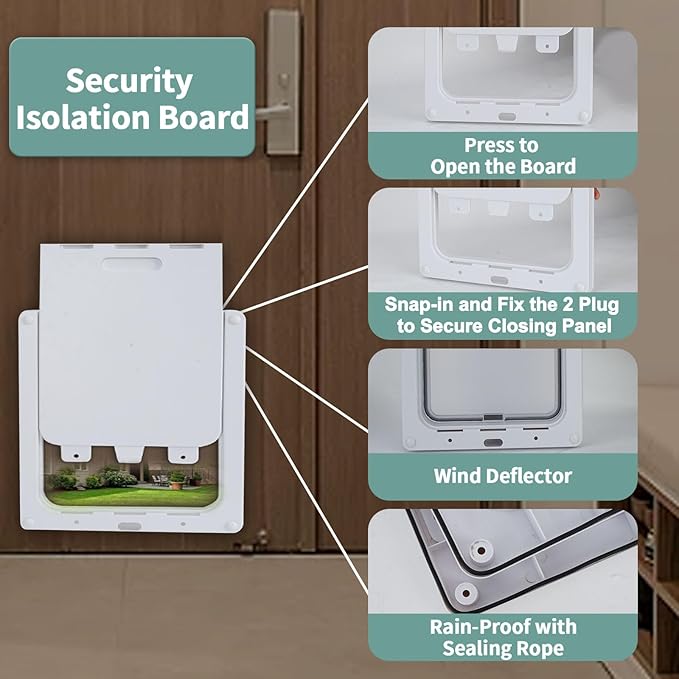 Large Doggie Door with Magnetic Locking Panel for Home Security - Durable & Weatherproof Outer Size 16.9x14in for Medium to Large Dogs, Cats, Pets. Easy to Install