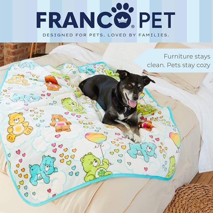 Franco Pet Care Bears Super Soft Cozy Waterproof Sherpa-Backed Blanket Throw for Large Dogs, Couch/Bed/Car, 50x60 (Officially Licensed Product)