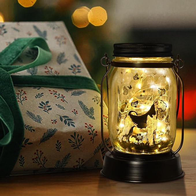 Kerry Blue Terrier Gifts for Women/Men, Pet Solar Lanterns Kerry Blue Terrier Dog Lovers Lantern Pet Loss Dog Memorial Lights Solar Garden Decoration for Yard,Patio,Backyard,Torches Lights Home Decor